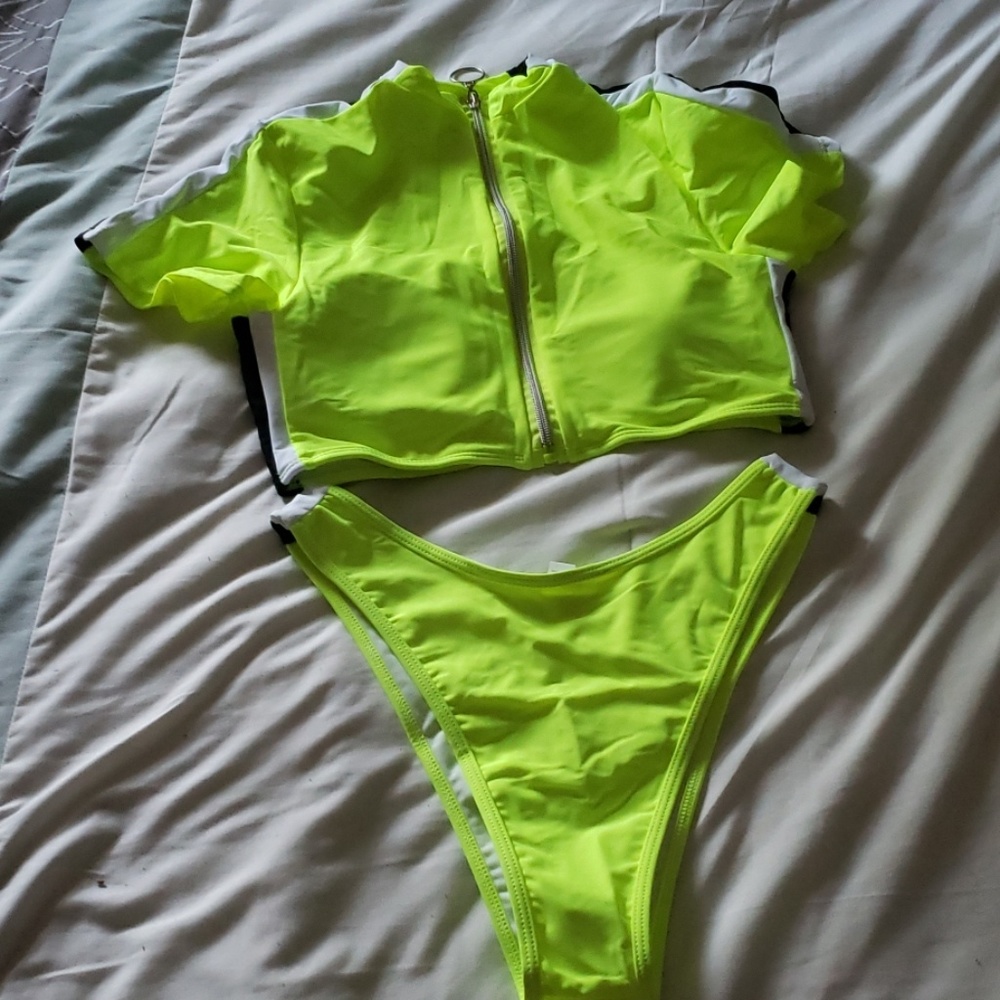 Neon green swimsuit
